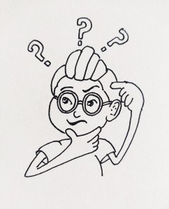 A boy with puzzled mind looking to solve a riddle