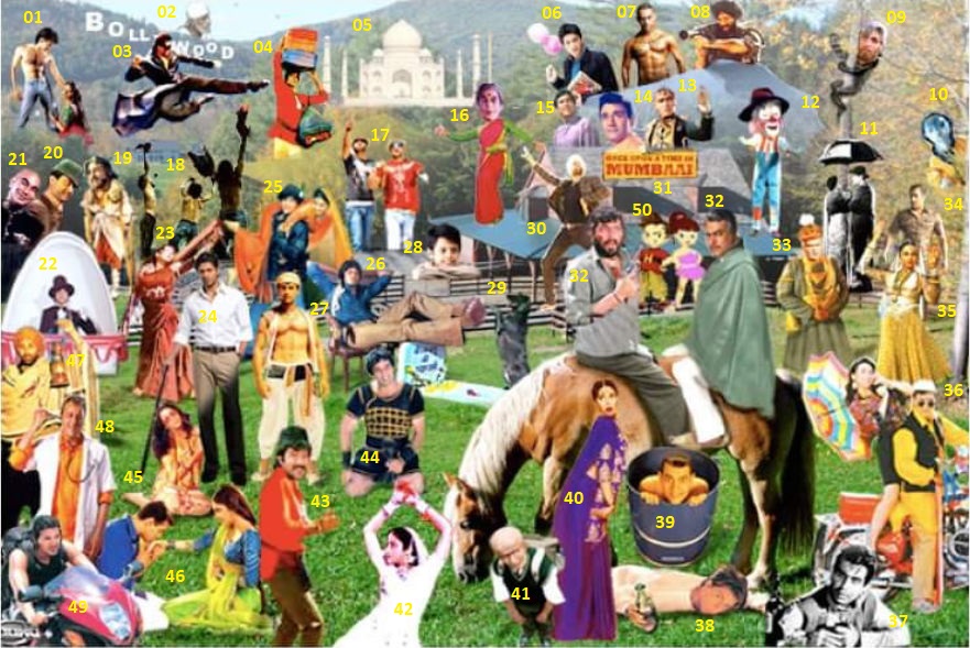 A picture showing scenes from various bollywood movies